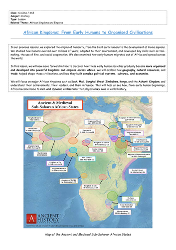 African Kingdoms & Empires – Complete Lesson & Activities (Sixième ...