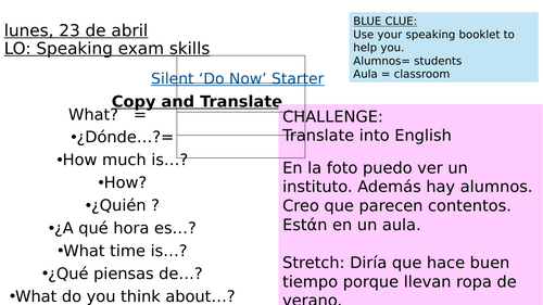 Edexcel Spanish speaking exam revision lesson GCSE 2026 | Teaching ...