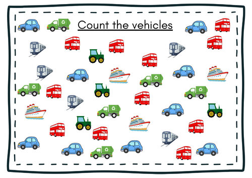 Transport Count the Vehicles EYFS - Counting Activity for Early Maths ...