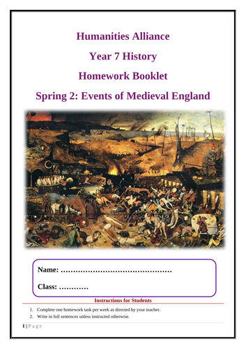 KS3 History Homework Booklet Year 7 | Teaching Resources