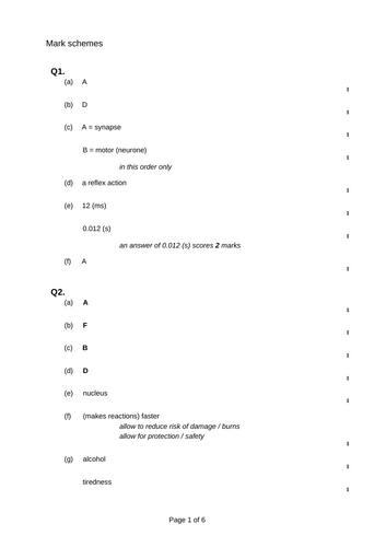 GCSE AQA Biology Topic 5 Homeostasis and responses | Teaching Resources