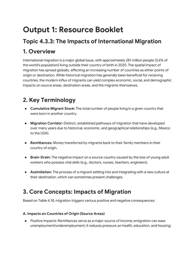1 Lesson - Population and Migration 9696 -4.3.3: Impacts of ...