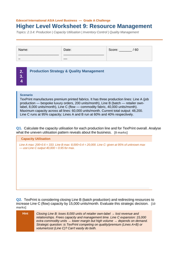 Edexcel International AS/A Level Business | Grade A Worksheets Revision ...
