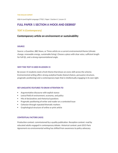 AQA A-Level English Language Paper 1 Section A | Complete Teaching ...