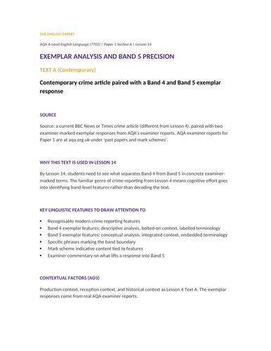 AQA A-Level English Language Paper 1 Section A | Complete Teaching ...