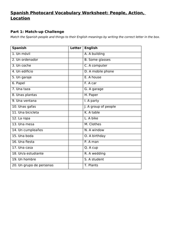 Photocard vocab practice - Spanish AQA GCSE speaking focus