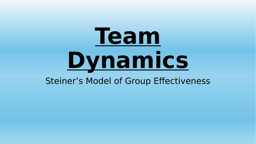 Sport Psychology - Steiners Model