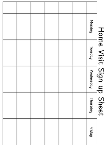 Transition - Home visit sign up sheet