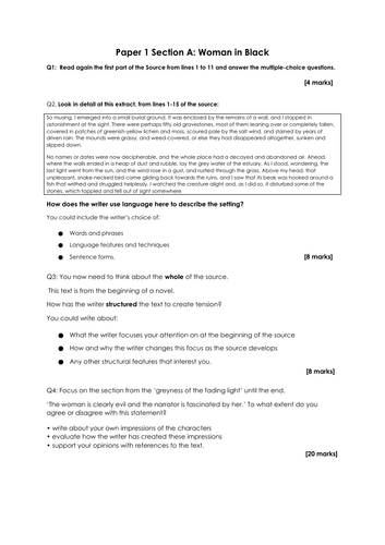 NEW AQA English Language Paper 1 Section A: lessons, exam questions ...