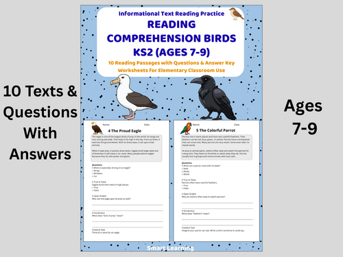 Reading Comprehension Birds Worksheets (Ages 7–9) | 10 Texts & Questions