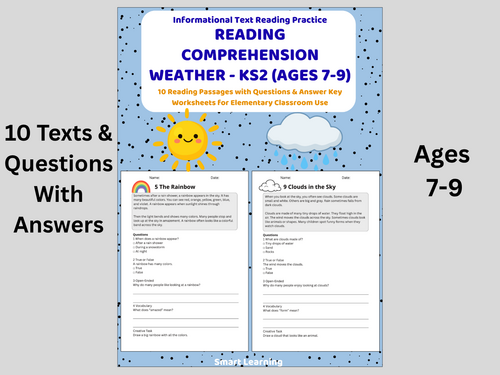 Reading Comprehension Weather Worksheets (Ages 7–9) |10 Texts & Questions