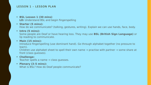 KS1/KS2 British Sign Language (BSL) Lunchtime Club – 5 Lesson Unit ...