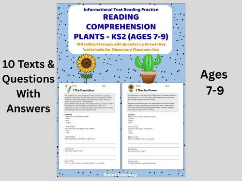 Reading Comprehension Plants Worksheets (Ages 7–9) | 10 Texts & Questions