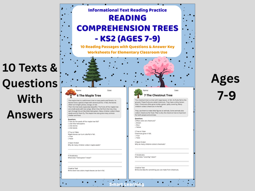 Reading Comprehension Trees Worksheets (Ages 7–9) | 10 Texts & Questions