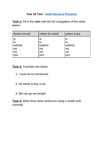 Italian Conditional tense & Modal Verbs - GCSE, ALevel, IB | Teaching ...