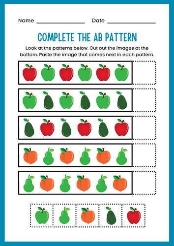 Complete AB Pattern - Cut and Stick Food Theme