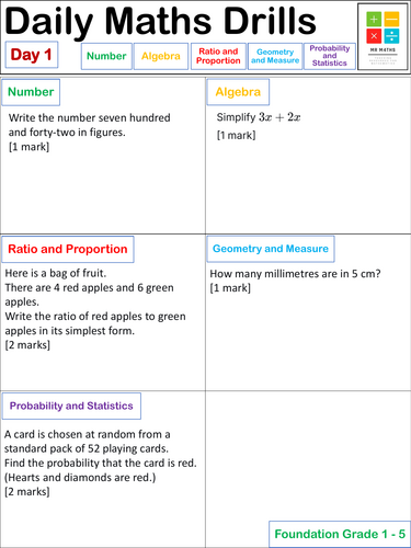 30 Days of Maths Drills - GCSE foundation + Answers | Teaching Resources