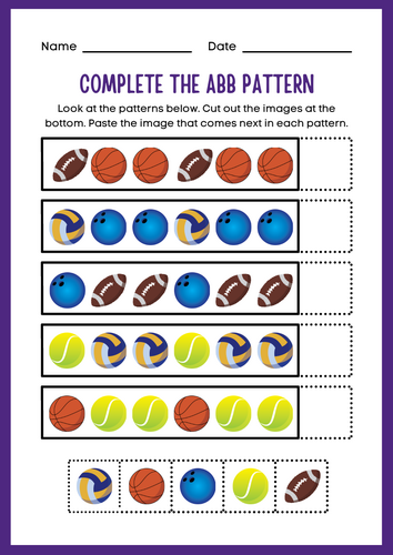 Complete the ABB Pattern: Sports Edition