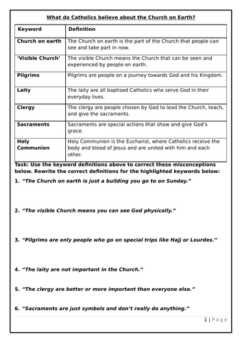 Y9: KS3 CATHOLIC RED: To the ends of the Earth - L3: Catholic beliefs ...