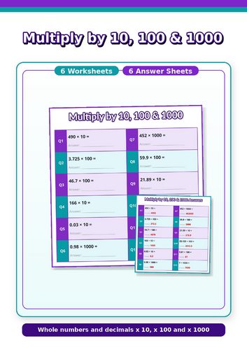 Multiplying numbers by 10, 100 and 1000