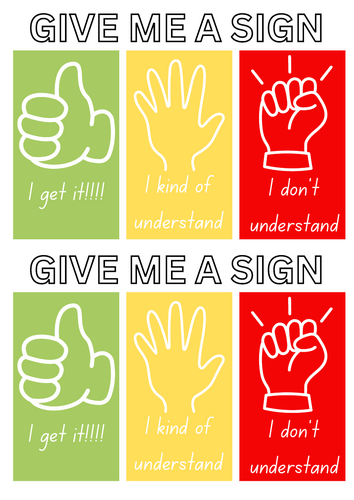 Give Me a Sign! – Hand Signal Assessment for Understanding (Classroom ...