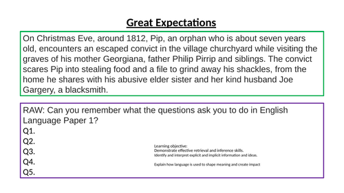 English Language Paper 1 scheme of learning AQA | Teaching Resources