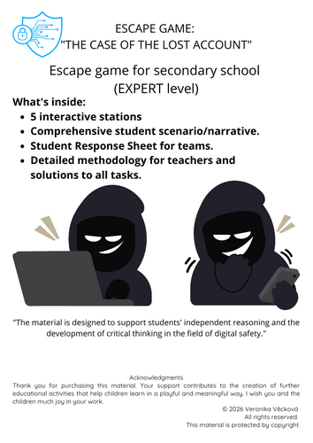 Cybersecurity Escape Room: The Case of the Lost Account (Secondary ICT ...