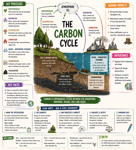 AQA A-Level Geography: The Water & Carbon Cycle: Key Processes, Human ...