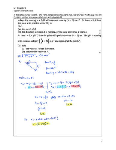 Edexcel M1 'Vectors in Mechanics' Classified Past Paper Questions ...