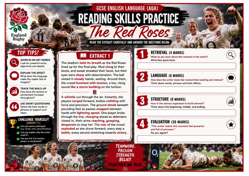 GCSE English Revision: Red Roses Rugby | Teaching Resources