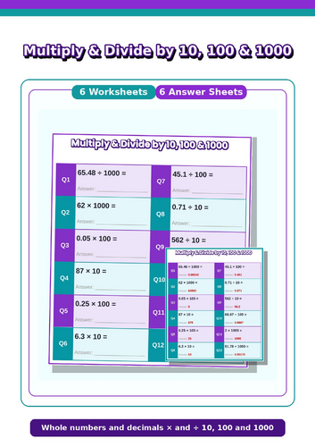 Multiplying and Dividing numbers by 10, 100 and 1000