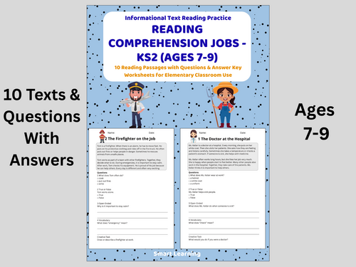 Reading Comprehension Jobs Worksheets (Ages 7–9) | 10 Texts & Questions