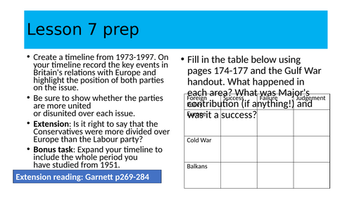 Lesson 7 - John Major’s Foreign Policy | Teaching Resources