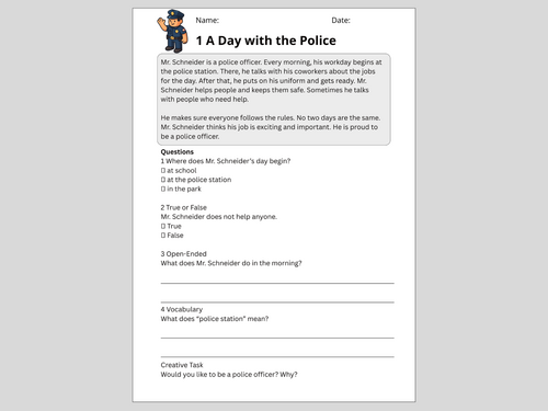 Reading Comprehension Police Worksheets (Ages 7–9) | 10 Texts ...