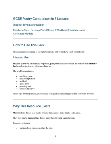 GCSE Poetry Comparison: London & Ozymandias | 3 Lessons + Model Answers ...