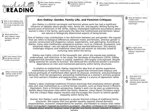 OCR A-Level Gender and Society: Ann Oakley