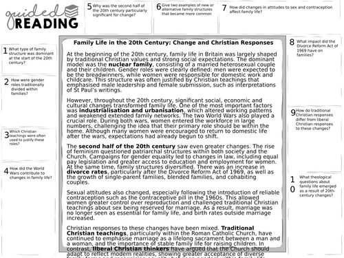 OCR A-Level Gender and Society: Family life in 20th Century