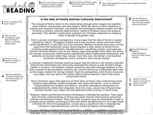 OCR A-Level Gender and Society: Is the Idea of Family Entirely Culturally Determined