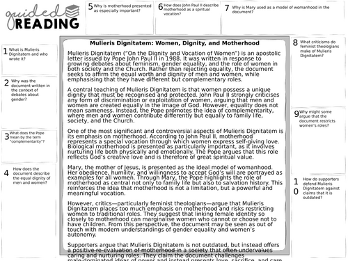 OCR A-Level Gender and Society: Mulieris Dignitatem