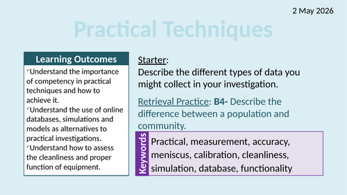 OCR AAQ in Applied Science- Investigating Science: Practical Techniques