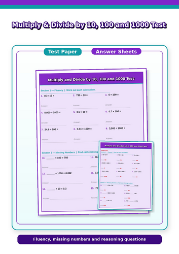 91����t Paper - Multiplying and Dividing by 10, 100 and 1000
