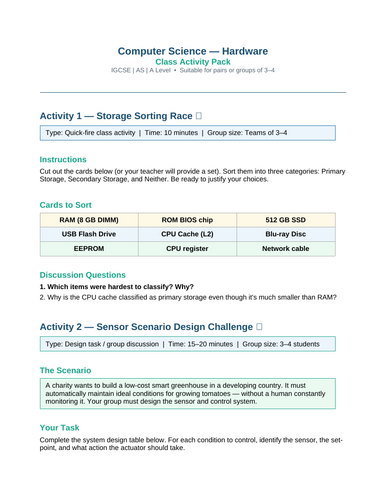 Primary & Secondary Storage – Revision Workbook | Complete Guide ...