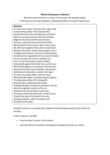 Macbeth Essay Plan: Theme of Morality | Teaching Resources