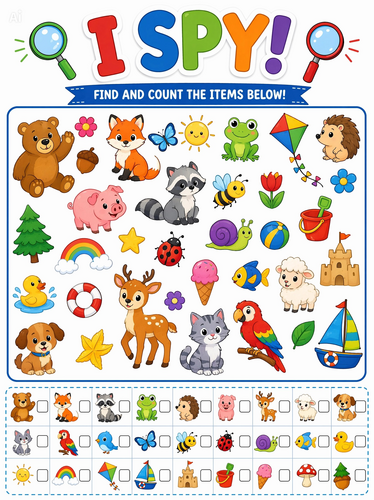 I See Activity Pages for Kids | Printable Cartoon Animal Worksheets ...