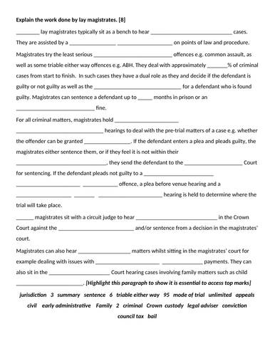 Role of Magistrates Lessons and Activities - OCR A Level Law H418/OCR ...