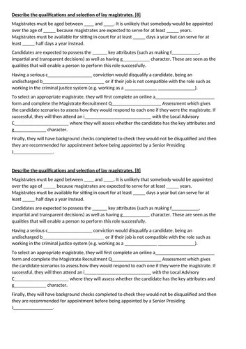Role of Magistrates Lessons and Activities - OCR A Level Law H418/OCR ...