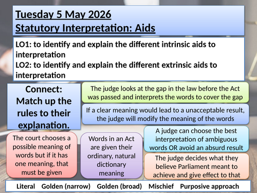 Aids to Statutory Interpretation Lessons and Activities OCR A Level Law ...