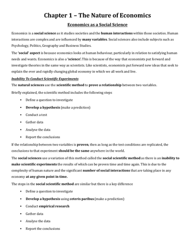 IAL Edexcel Economics Unit 1 Notes - Introductory Concepts