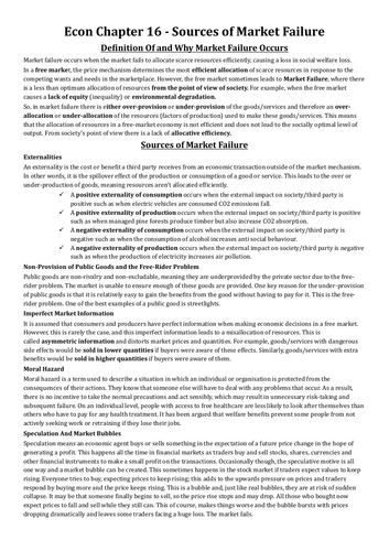IAL Edexcel Economics Unit 1 Notes - Market Failure