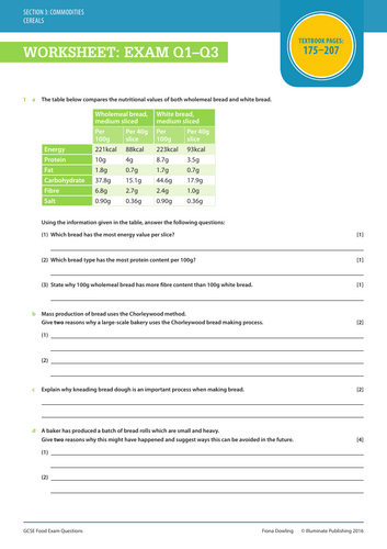 GCSE Food Preparation and Nutrition - practise exam questions ...